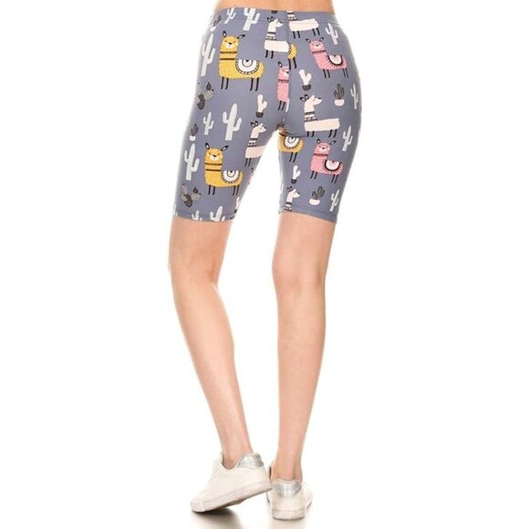 Medium Women/Junior Fashion Biker Shorts Llama Cactus Women's‎ Print - Picture 2 of 9